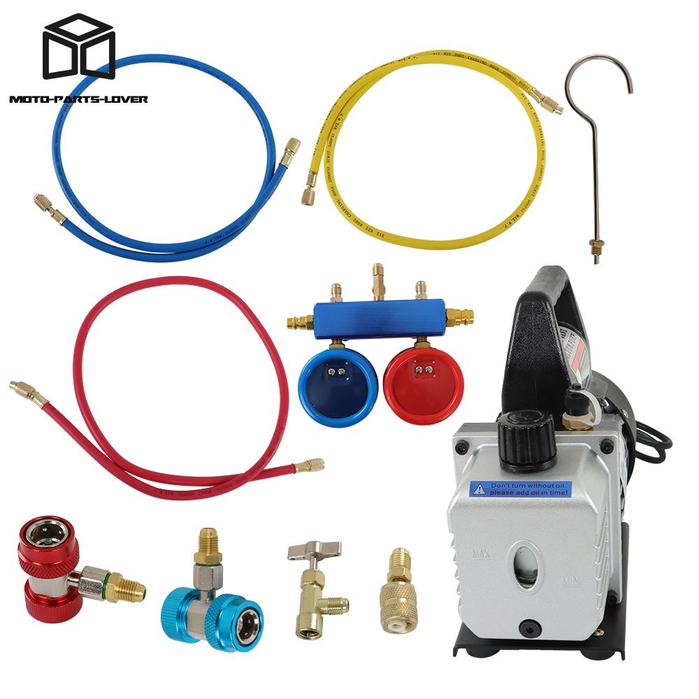 3 CFM 110V / 60HZ AC Manifold Gauge Set Air Vacuum Pump HVAC & R134A Kit