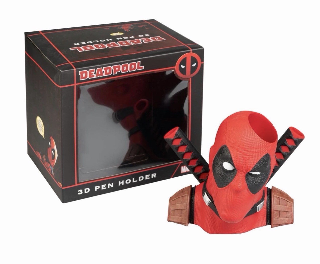 Marvel Deadpool 3D Pen Holder Pen Pot Pencil Pot Holder Desk Organiser – New
