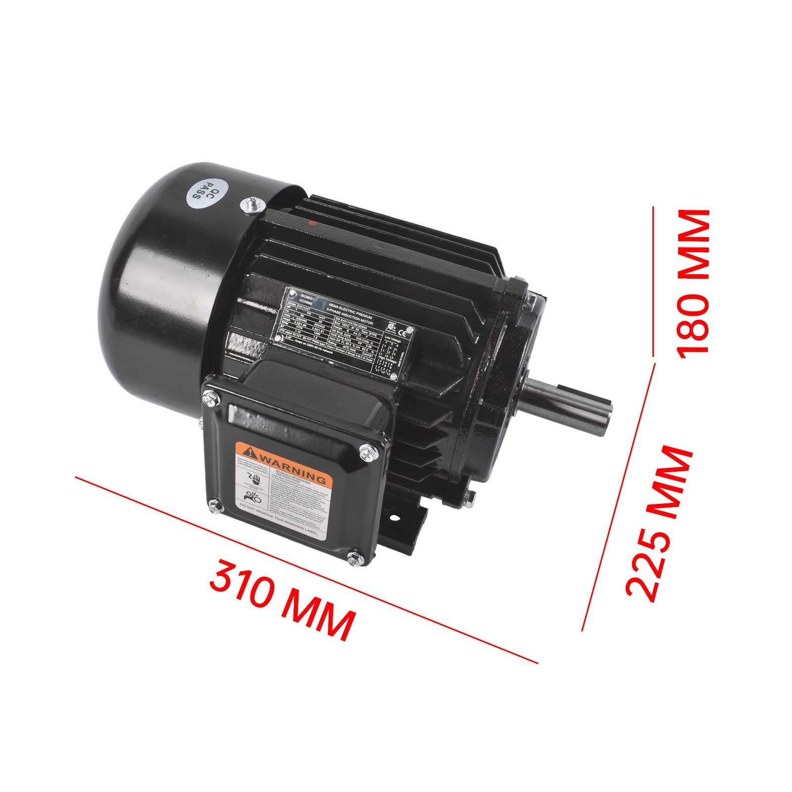 PEWWE118143T Black Industrial Compressor Motor Replacement for TEFC IP55 1800RPM