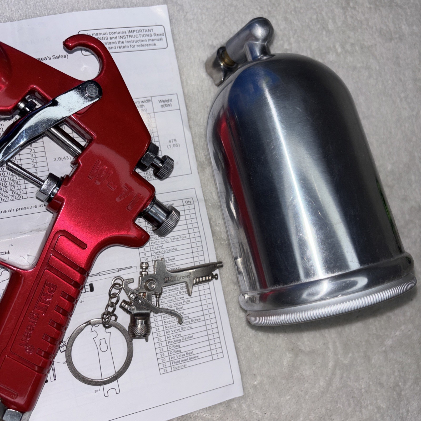 PNTgreen W-71G HVLP Gravity Feed Spray Gun 1.5mm Nozzle 400ml Cup Automotive