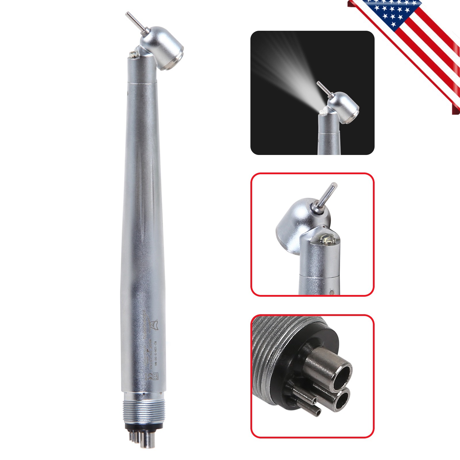 Dental 45 Degree Surgical High Speed Handpiece LED E-generator Push Button 4Hole