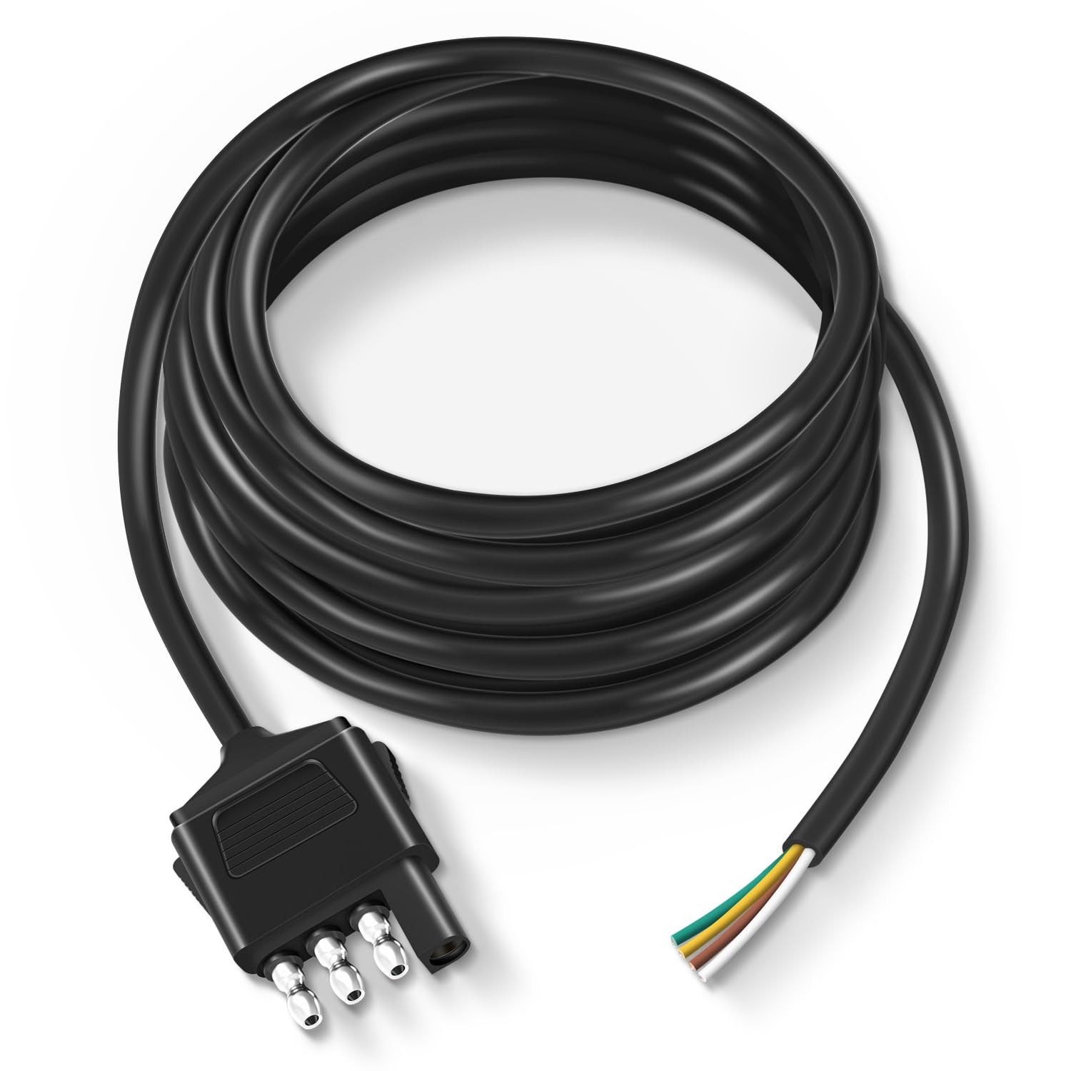 4 Way Trailer Connector End Plug 10Ft Cable 18AWG Heavy Duty 4 Pin Wiring