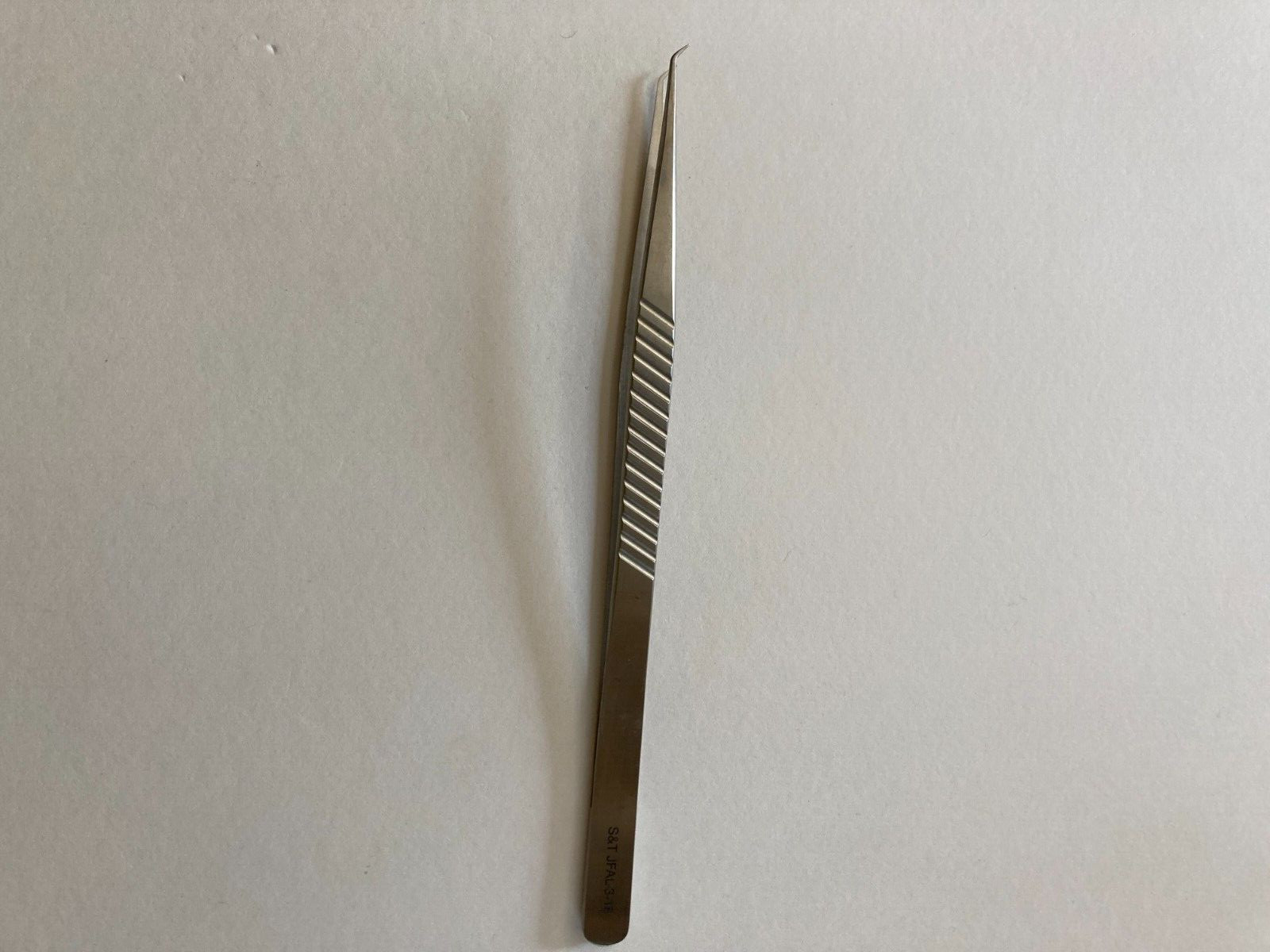 S&T Flat Handle Straight Tip Micro Forceps Stainless Steel Instrument JFAL-3-18