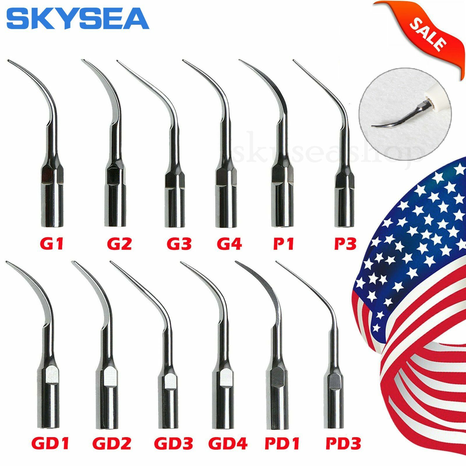 5 x Dental Ultrasonic Piezo Scaler Tips Fit Woodpecker EMS & DTE SATELEC CE FDA