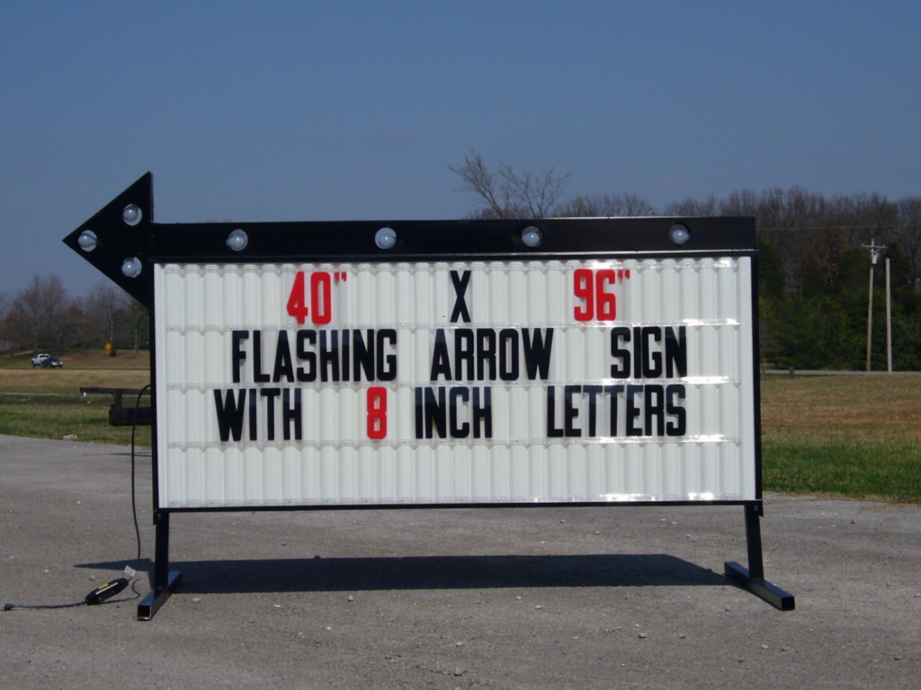 NEW FLASHING PORTABLE OUTDOOR LIGHTED ARROW BUSINESS SIGN W/ 8″ LETTERS 40″X96″