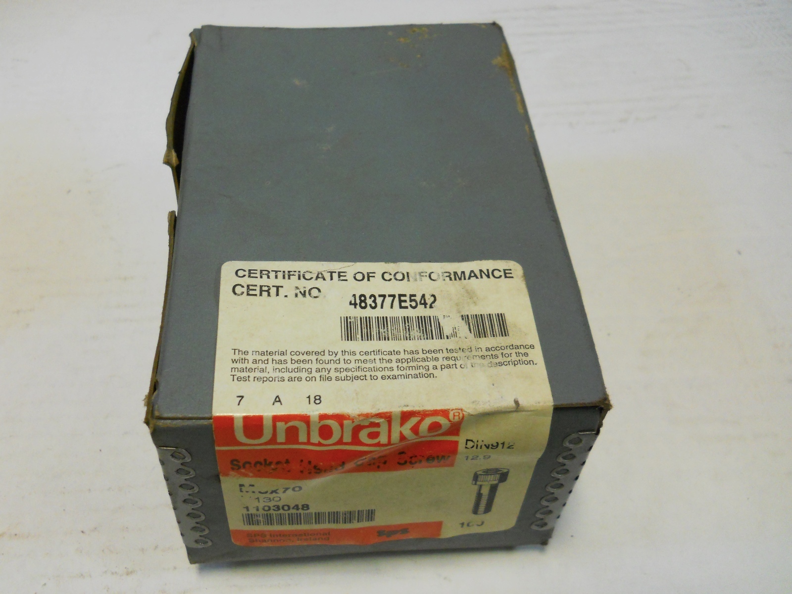UNBRAKO M6 X 70MM SOCKET HEAD CAP SCREWS NEW SEALED BOX OF 100 PCS.