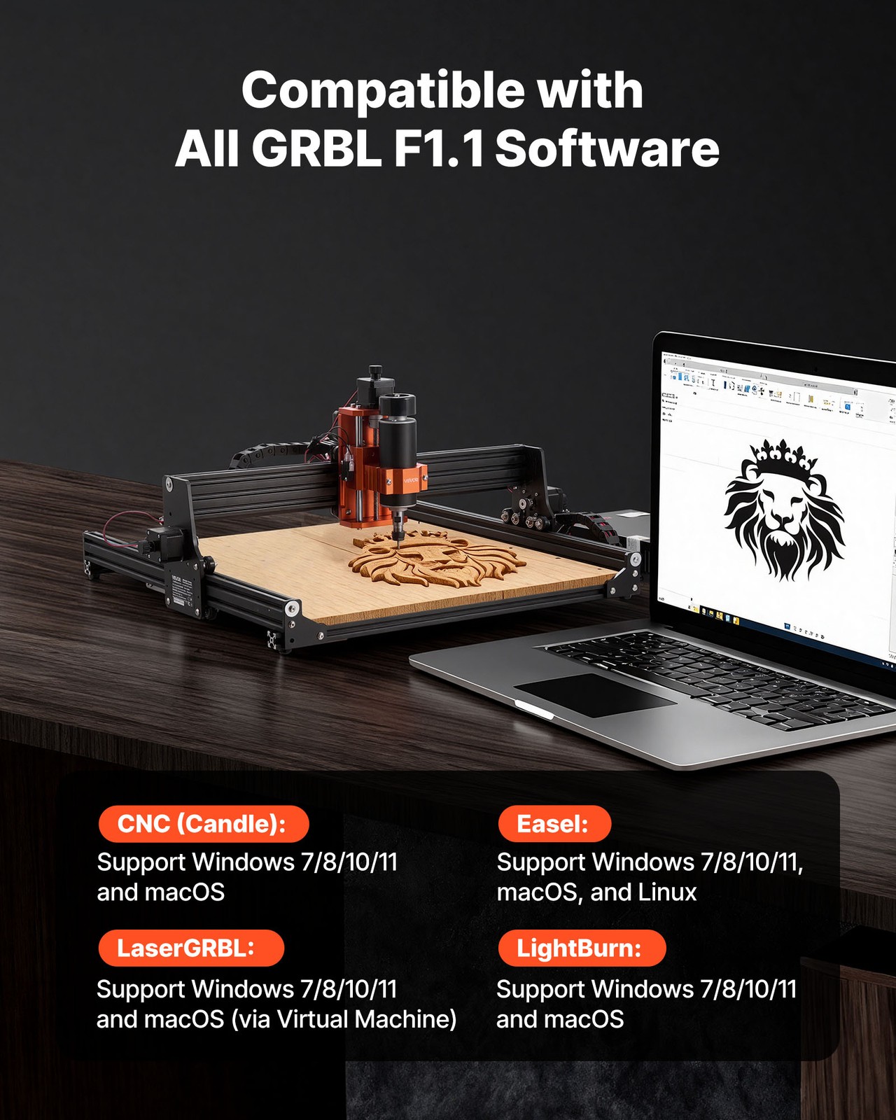 VEVOR CNC Router Machine 300W 3-Axis Wood Engraving Machine Offline Control