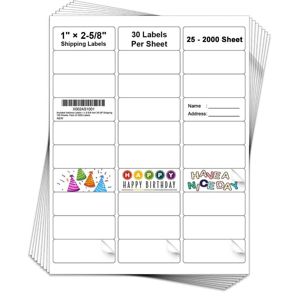Lot 30/sheet Address Mailing Labels Sheet FBA SKU Labels Adhesive 1″ x 2 5/8″