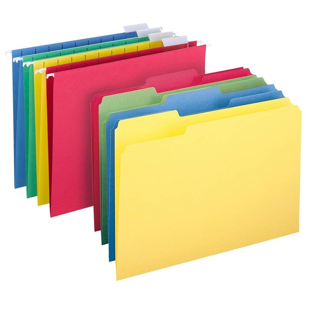 SMEAD Standard Hanging File Folders, 25 Count, Assorted Colors, 1/5-Cut