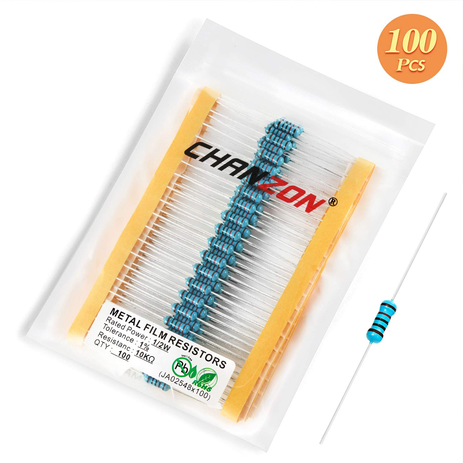 100Pcs 1/2W (0.5W)390Ω Ohm Metal Film Fixed Resistor 0.01 ±1% Tolerance 390 R MF