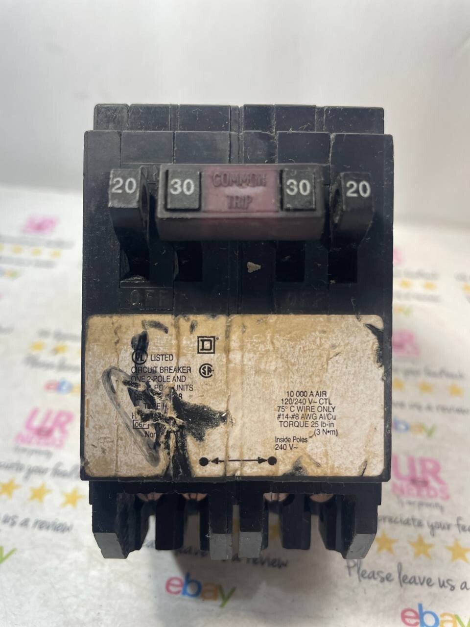 HOMT2020230 Homeline Quad Two 1 Pole 20 Amp One 2P 30 Amp Plug In Tandem Breaker