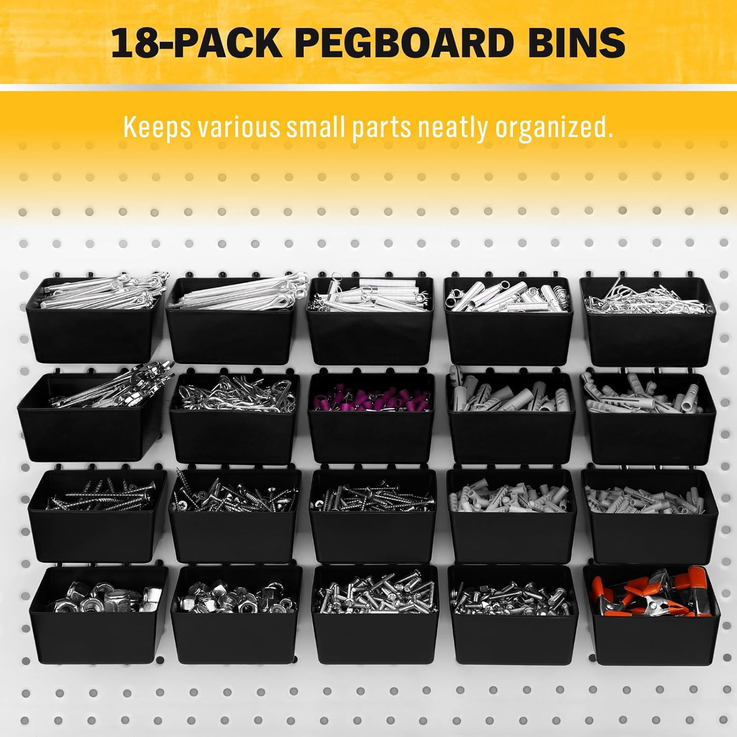 286-Piece Extra Thick Pegboard Hooks Set, 1/4″ Heavy Duty Black Peg Board Organi