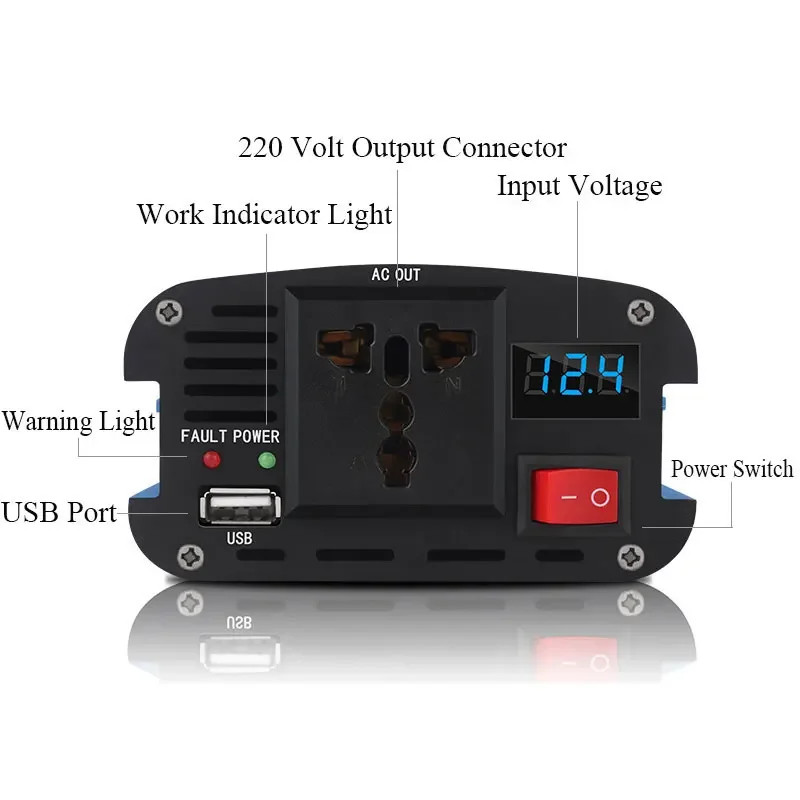 Car Power Inverter DC 12V 24V 36V 48V 60V to AC 220V 500-2600W Durable Converter