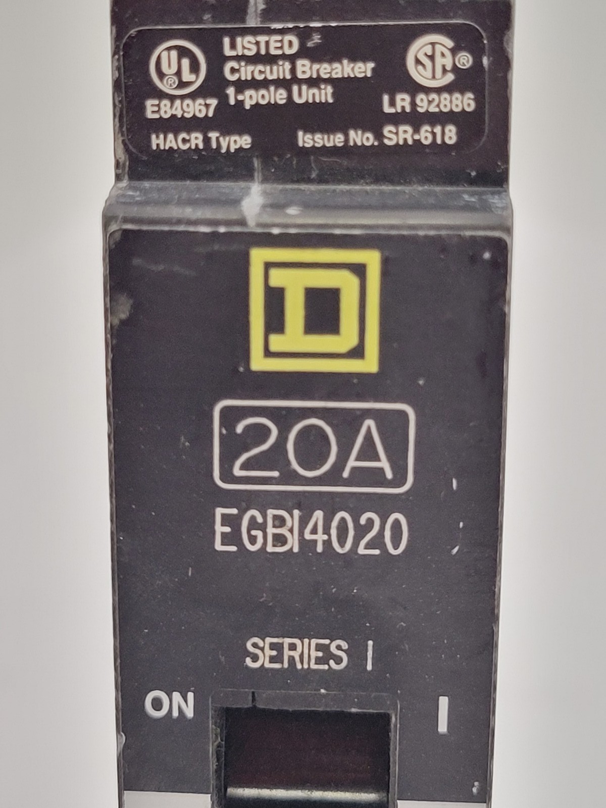Square D EGB14020 Bolt-On Circuit Breaker 20 Amp 1P 277V Type EGB