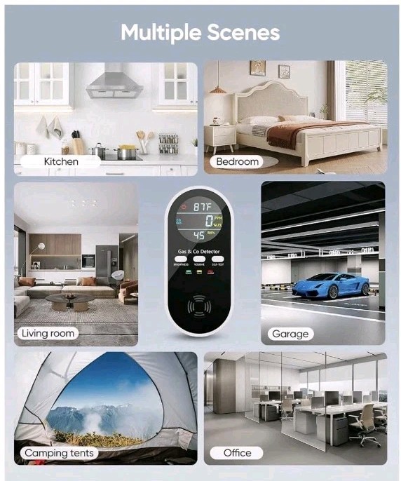 New 5-in-1 Carbon Monoxide Detector Natural Gas Leak Detector KH168 Travel/Home