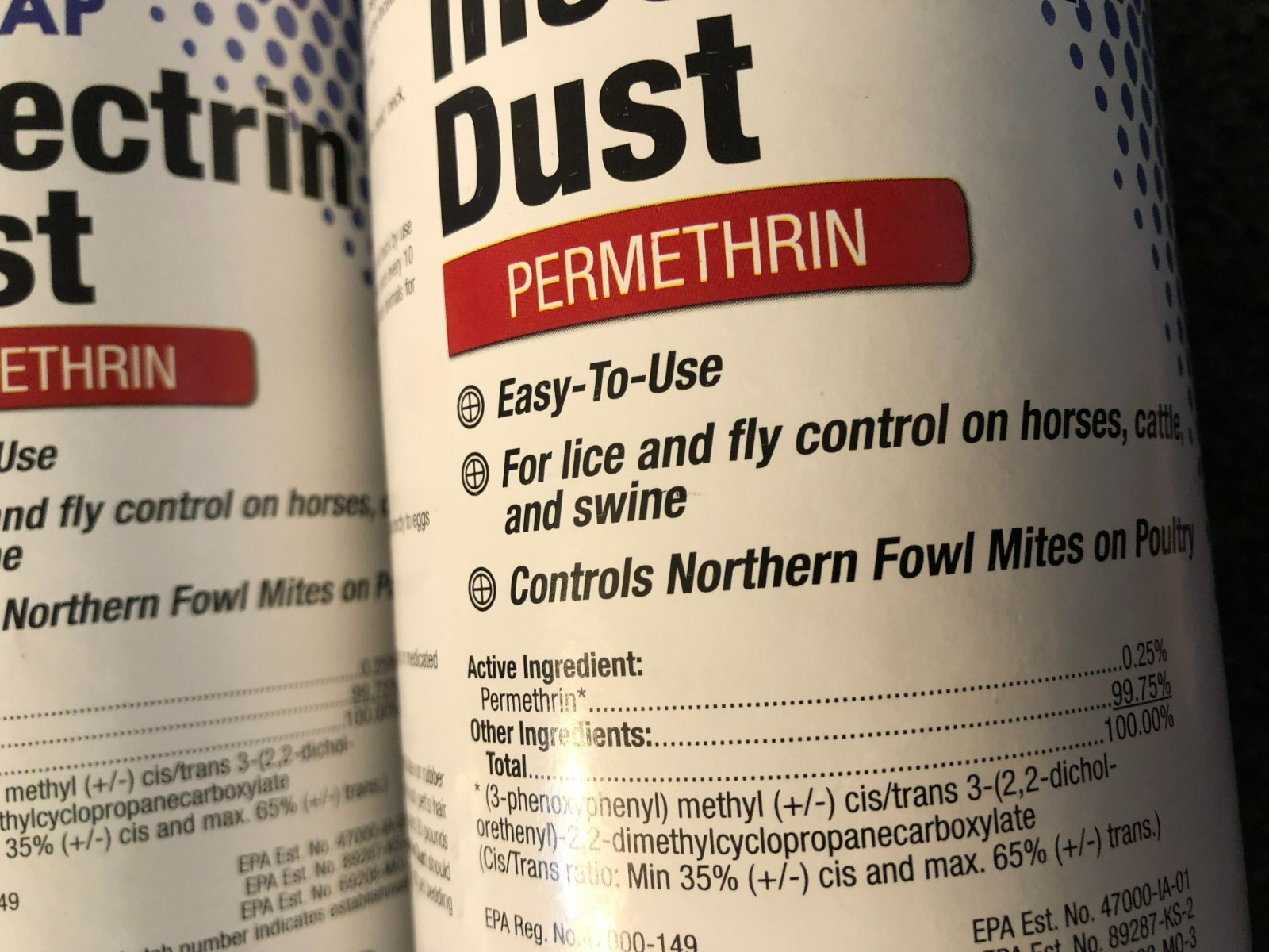 2 pcs. NEOGEN Prozap Insectrin Dust Livestock Dust total 4 LBS.