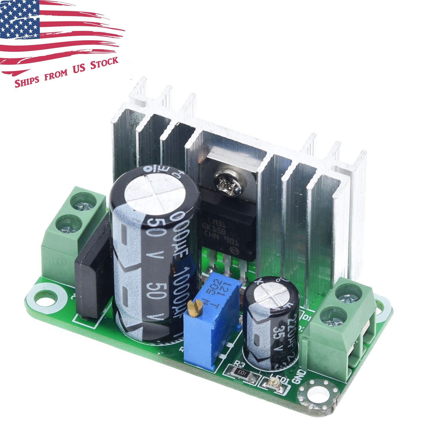 5-35VDC / 5-22VAC to 1-34VDC LM317T Step Down Linear Regulator Converter Module