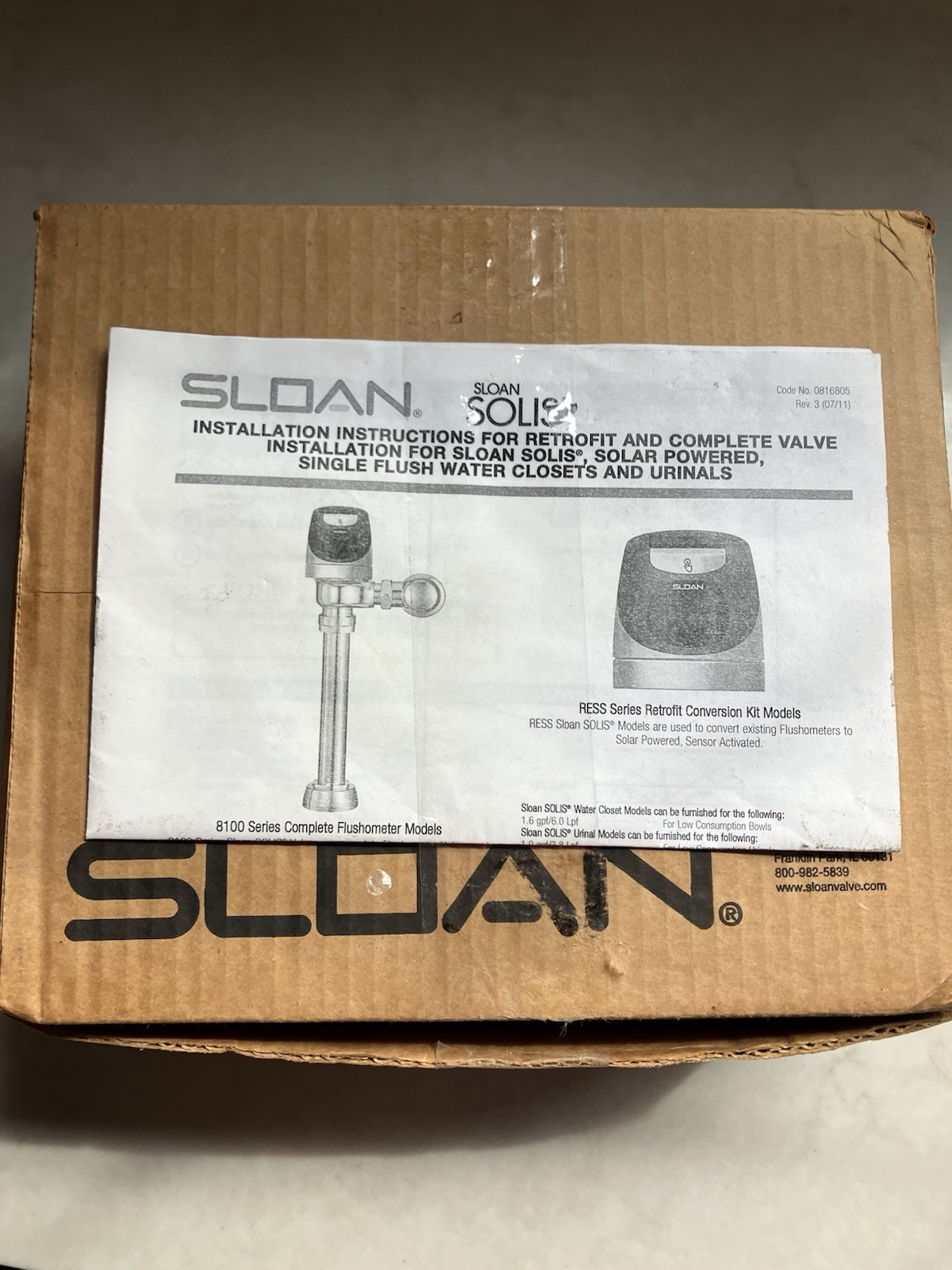 Sloan Solis 3375304 RESS-U HEU 0.5 GPF 1.9 LPF single flush chrome finish