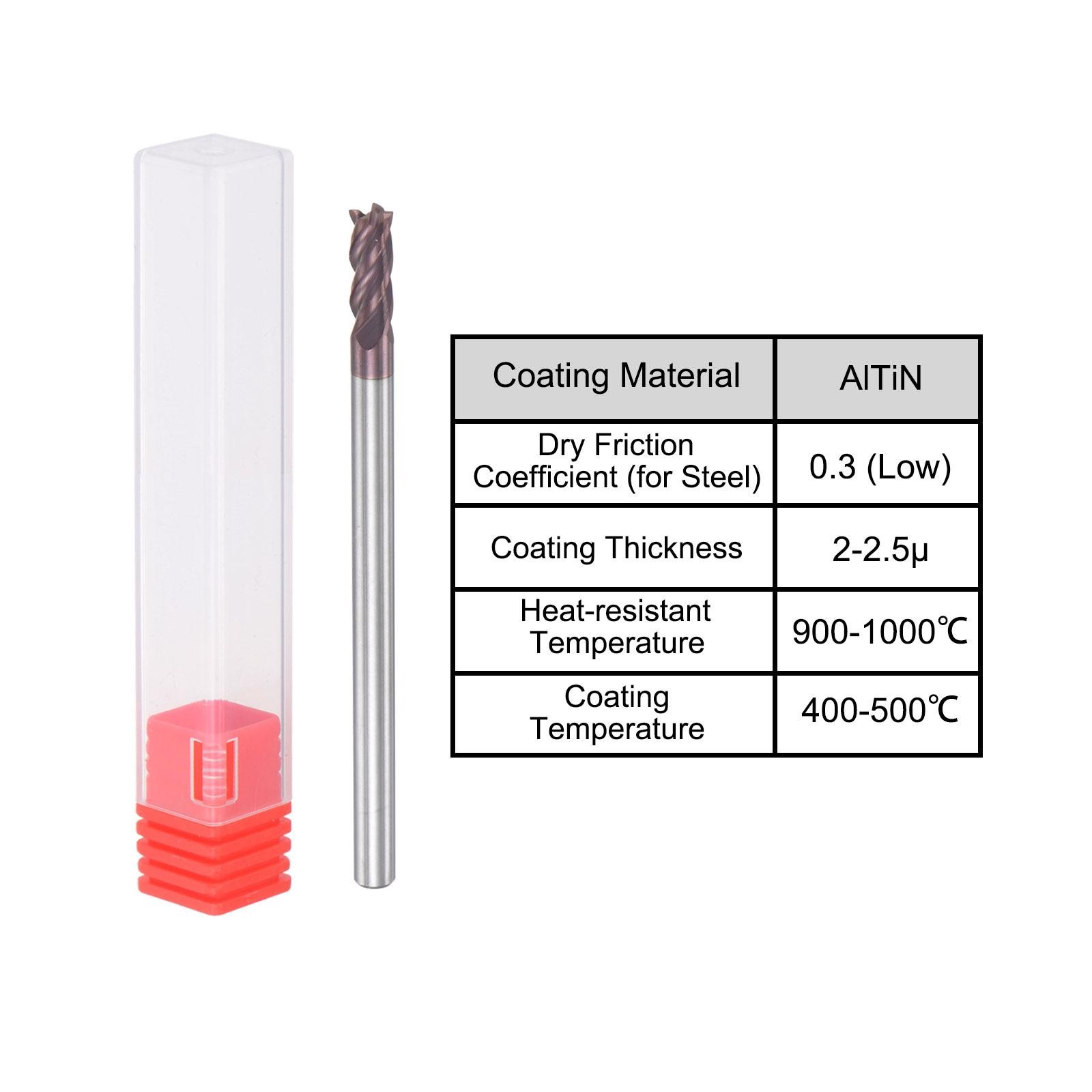 3mm Dia 3mm Shank 50mm Long HRC55 Carbide AlTiN Coated 4 Flute Square End Mill