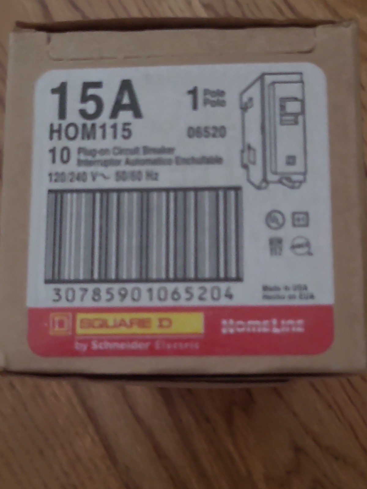 NEW NIB 10 PCS SQUARE D HOMELINE HOM115 15A PLUG IN HOM115 NEW