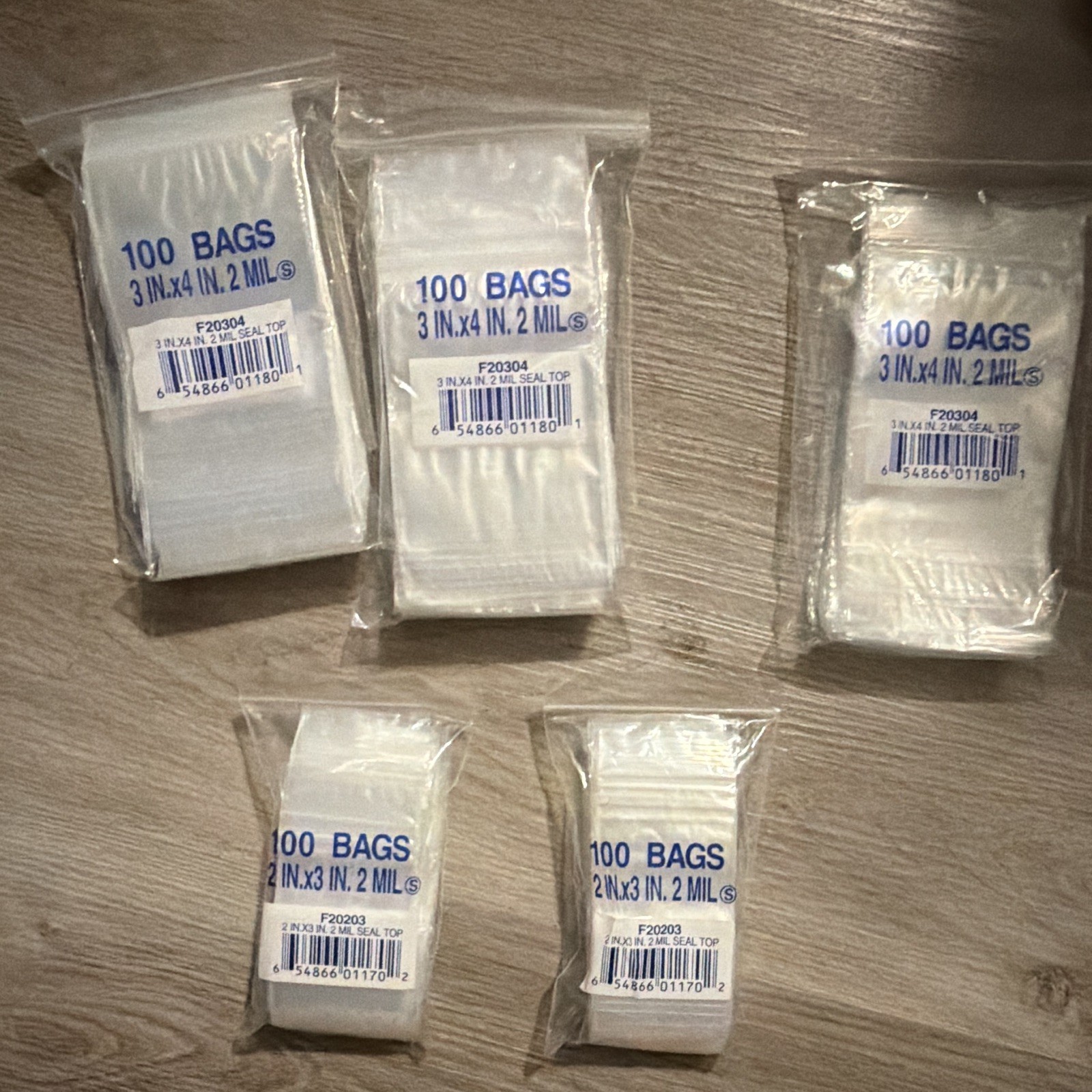 100 Clear Resealable Seal Top Bags 3 x 4 in 2 mil, MPN F20304
