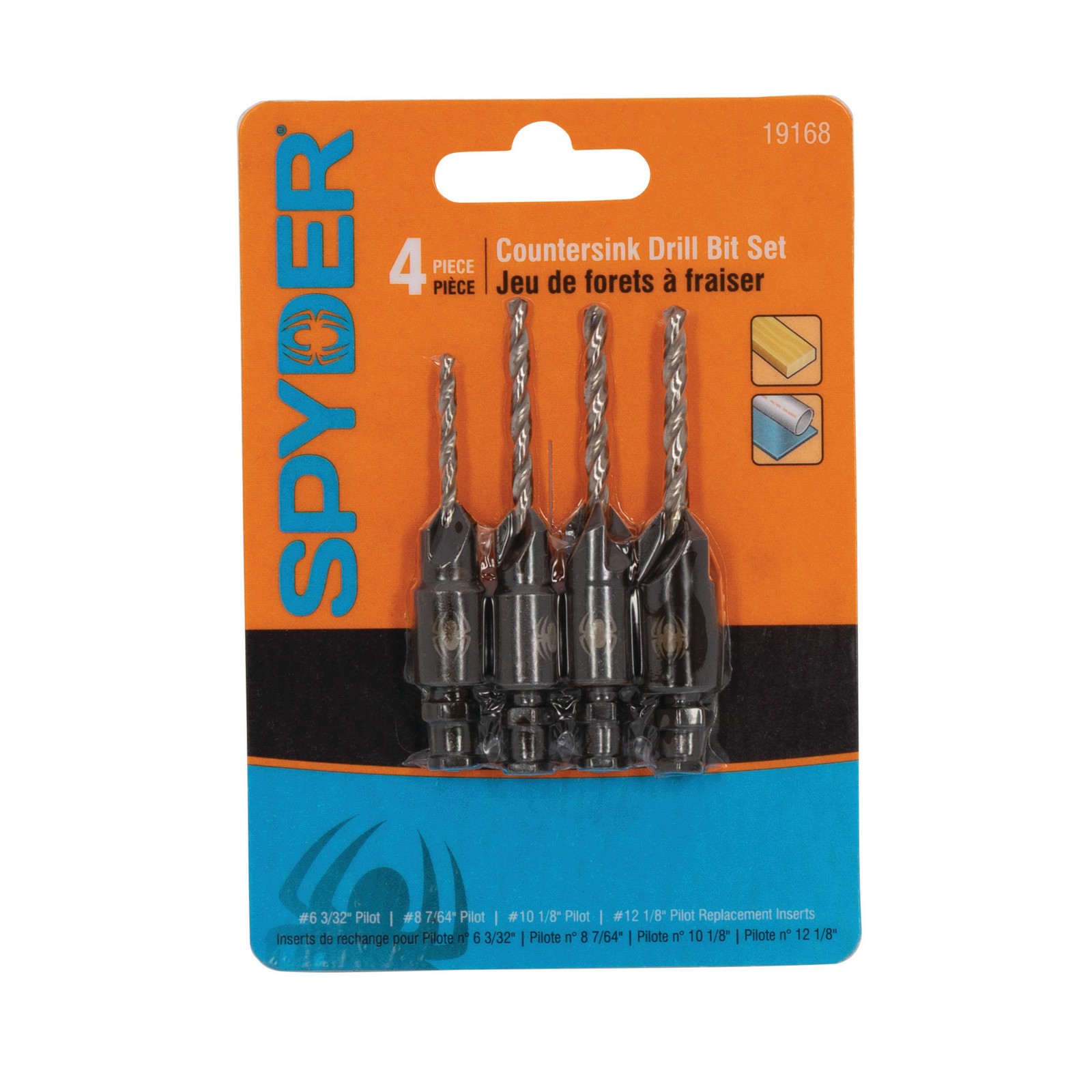 Spyder 4-Piece HSS Countersink Twist Drill Bit Set, 19168