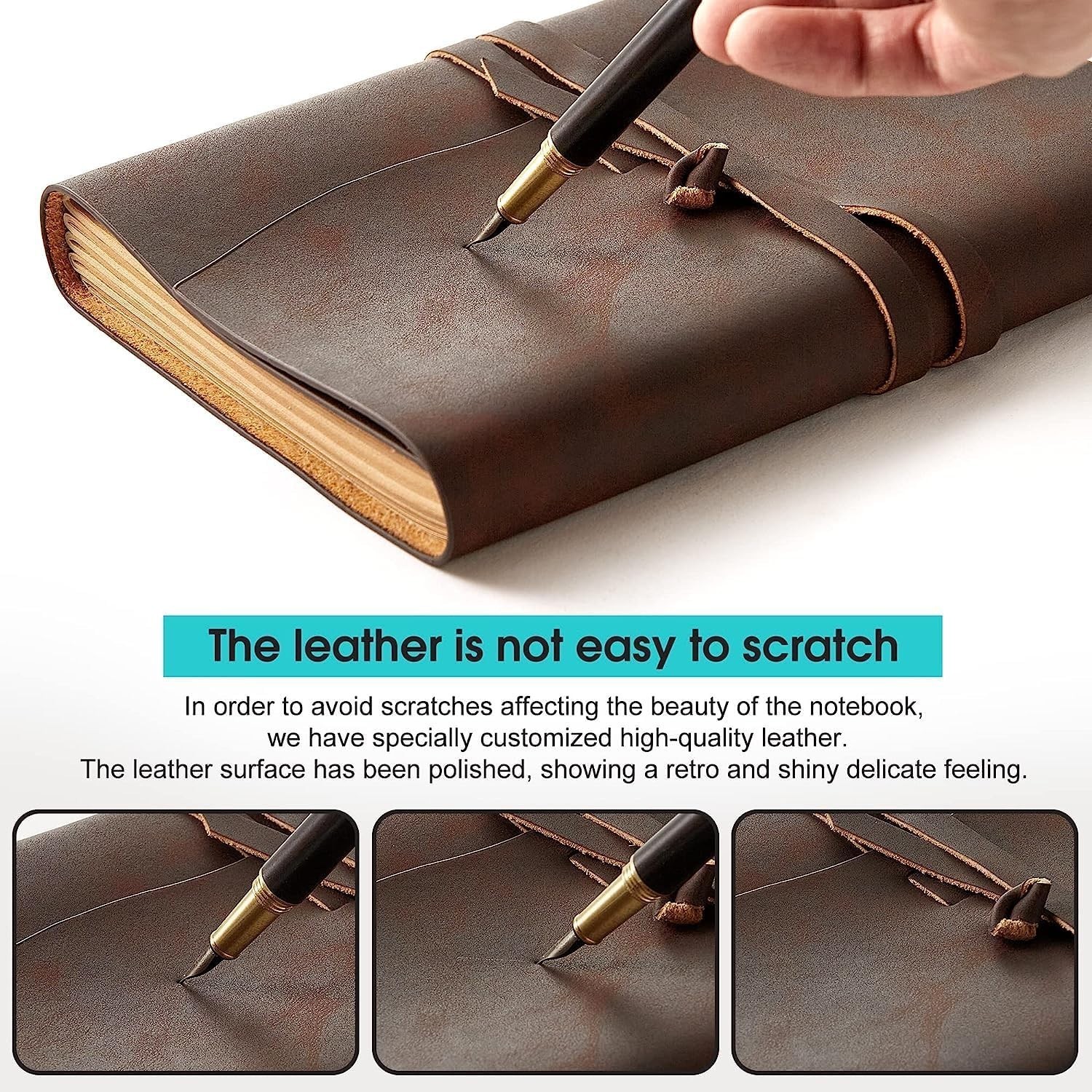 Vintage Leather Journal Notebook, 8×10 Inches, Navy Blue