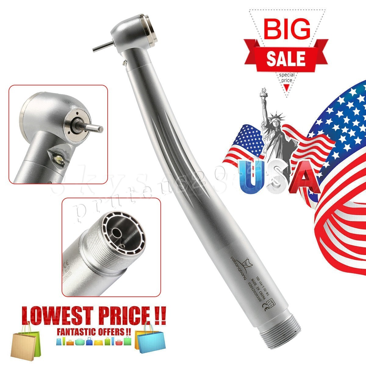 1-10 Yabangbang Dental LED E-generator/ High Speed Handpiece 4/2 Hole NSK Style