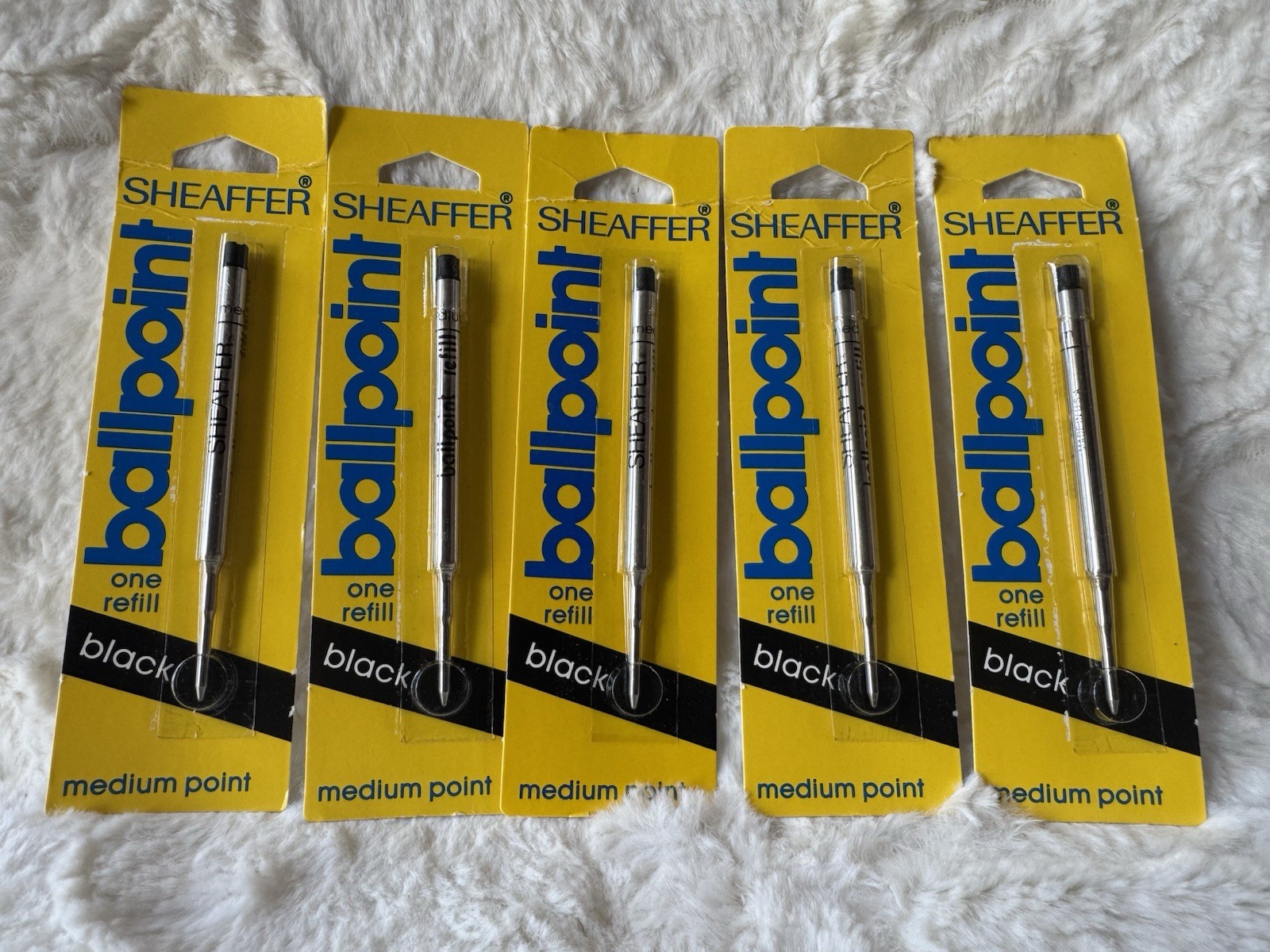 Vintage Sheaffer Ballpoint Pen Refill Black Medium Point Ink Sealed Lot Of 5 NOS