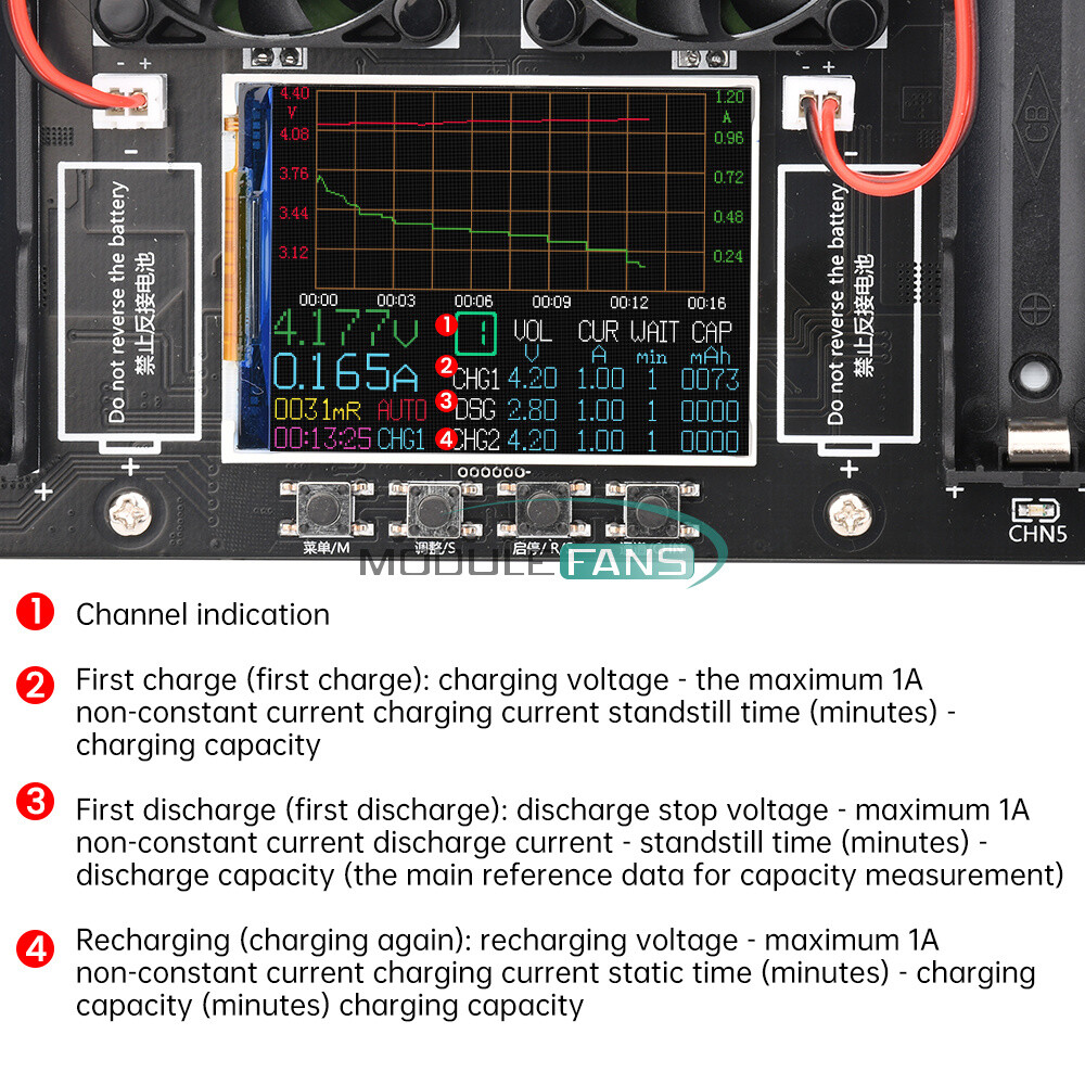 18650/21700 Battery Capacity Internal Resistance Tester Auto Charging Discharge