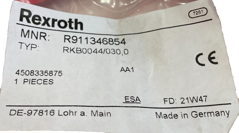 NEW REXROTH R911346854 CABLE RKB0044/030.0 30.0M