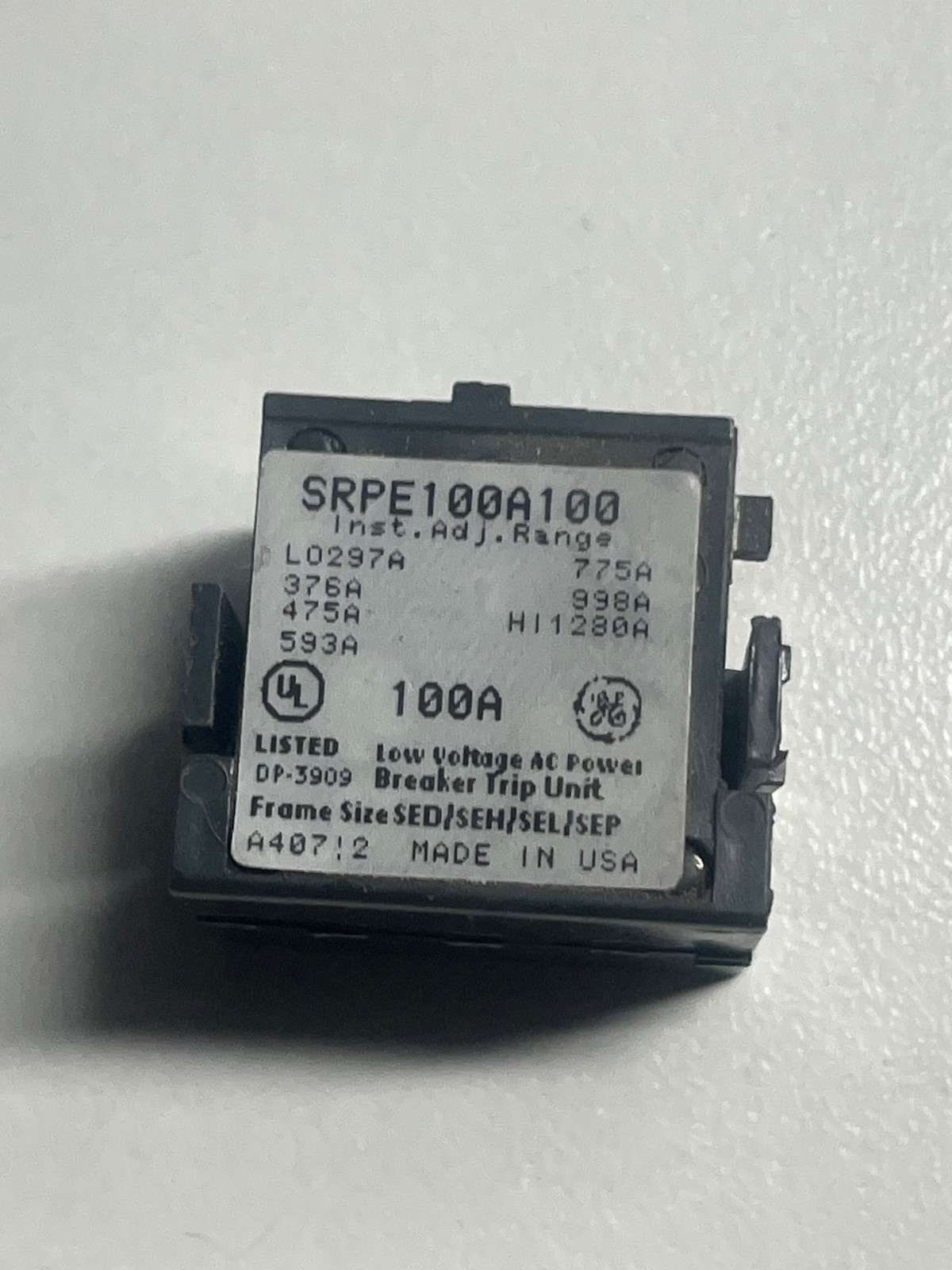 GE SRPE100A100 Breaker Rating Plug Spectra