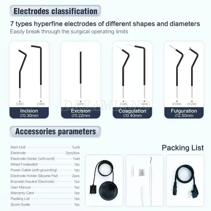 Dental High-frequency Electrosurgery Unit ES-20 Electricity Knife 7 Tips US/EU