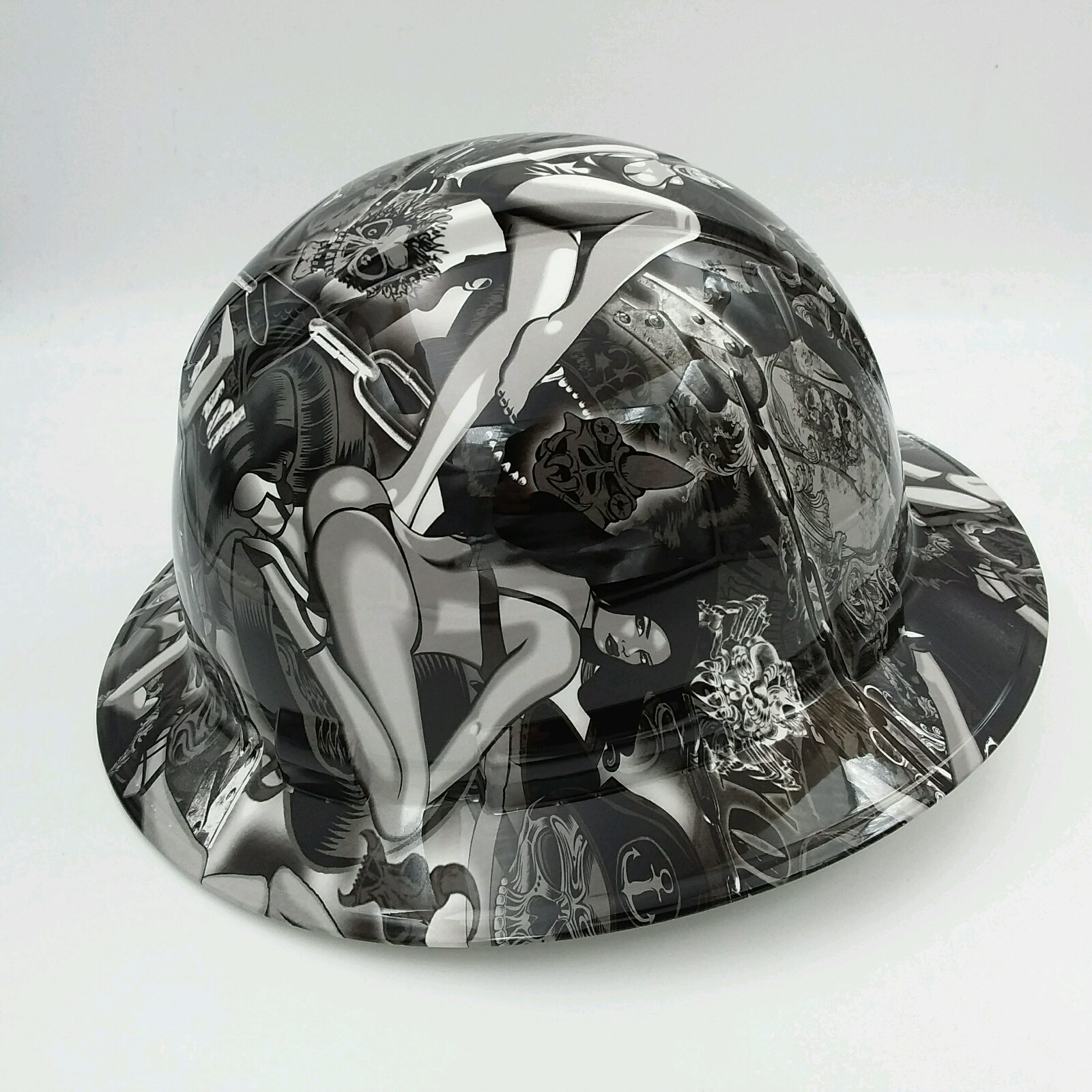 Hard Hat FULL BRIM custom hydro dipped , OSHA APPROVED , BIKER BABES WOW