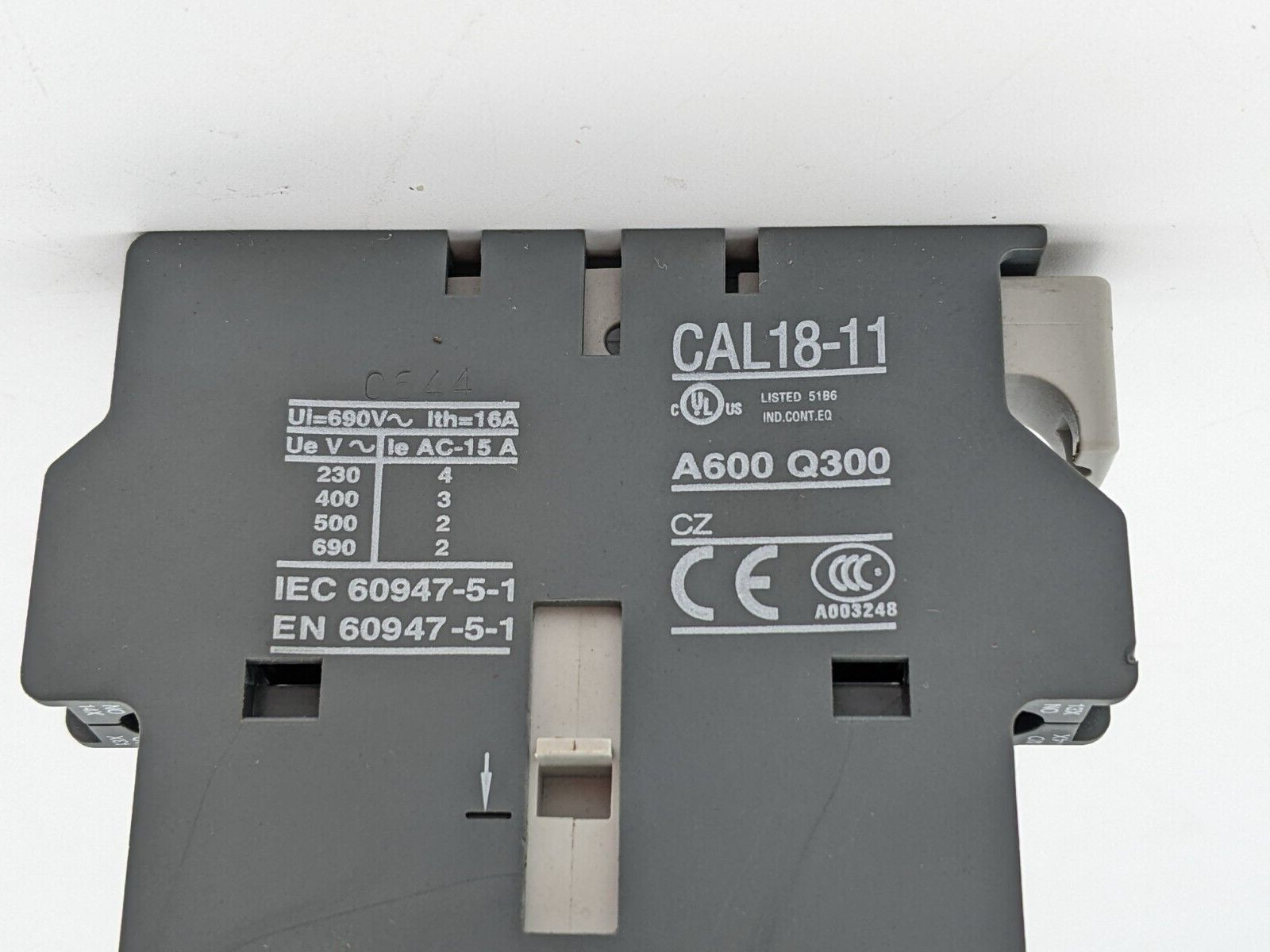 ABB CAL18-11 Auxiliary Contact 16 Amp 690 Volt NEMA A600 Q300