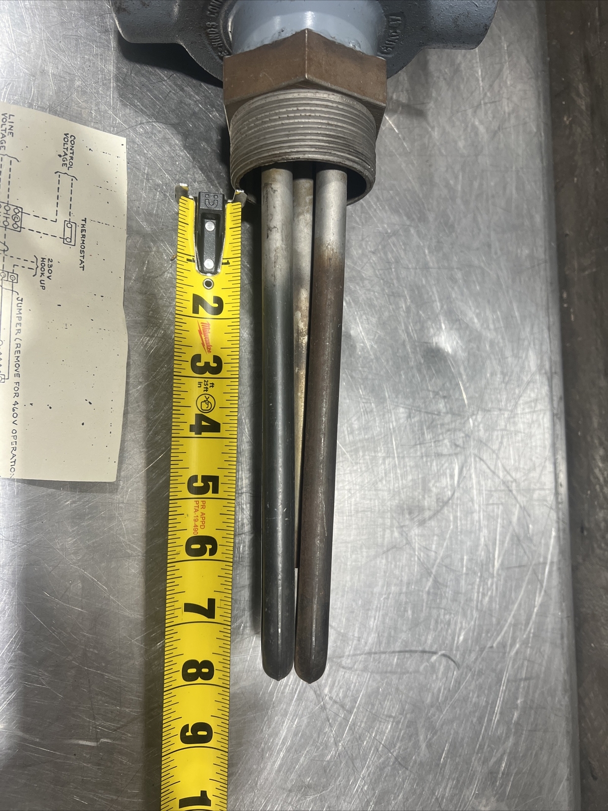 Nos Surplus INDEECO Immersion heater Cat No 25-SSTA-4C-E 230V 1875 Watts 1 ph