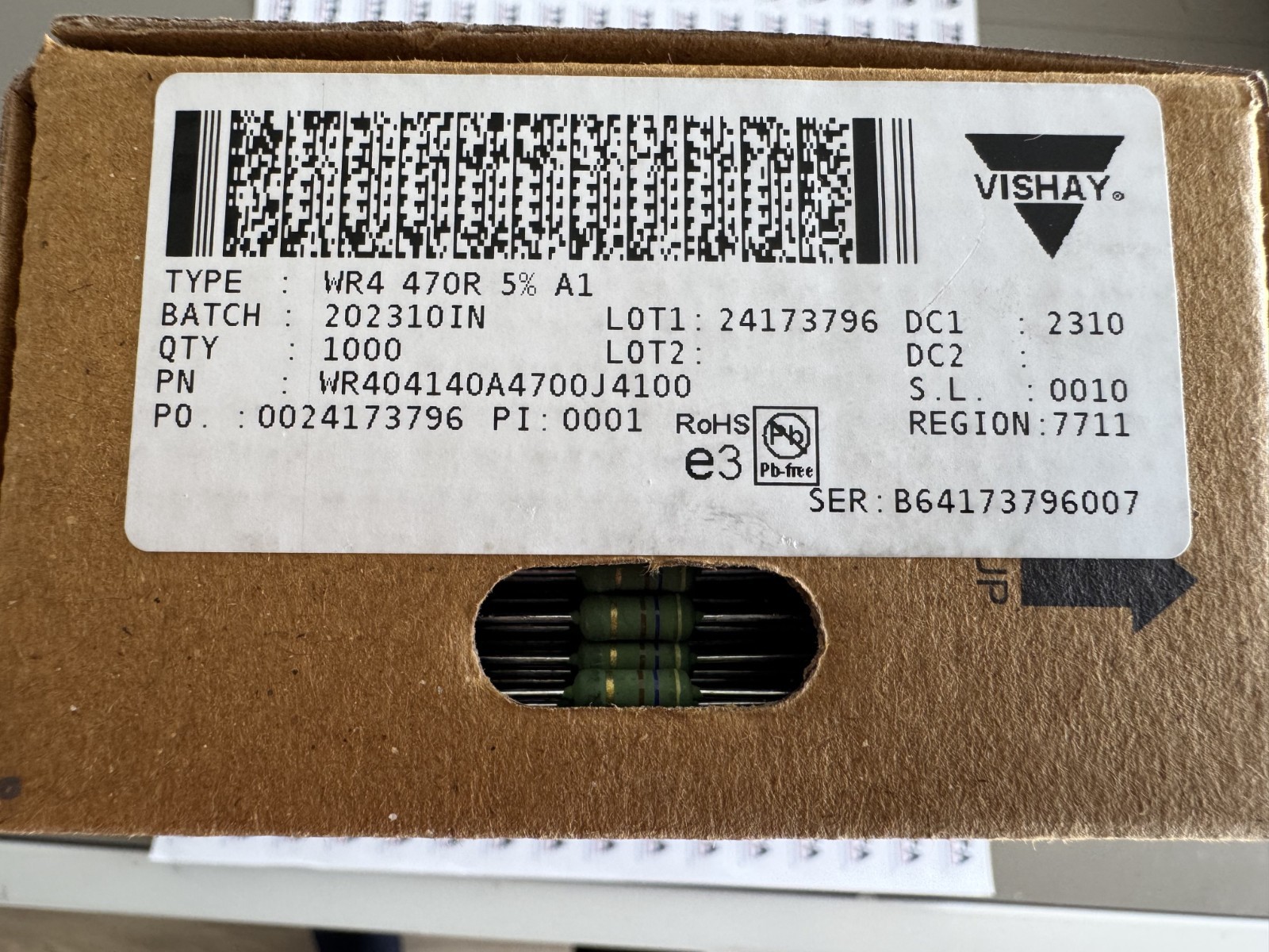 1000 PCS WR404140A4700J4100 Vishay Metal Film Resistor 470 Ω 2W ±5% TCR ±50ppm