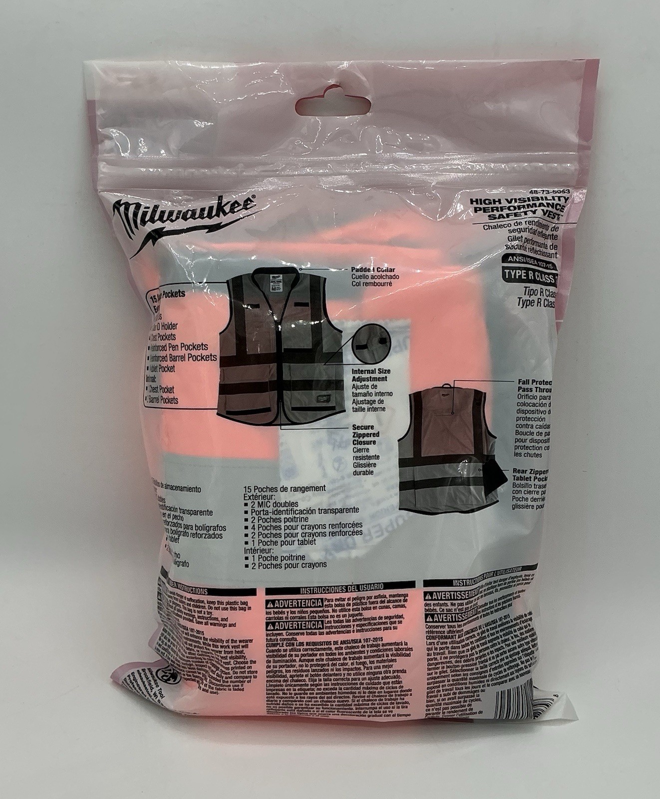 Milwaukee 15 Pocket Hi Visibility Orange Safety Vest 48-73-5053 XXL/XXXL Class 2