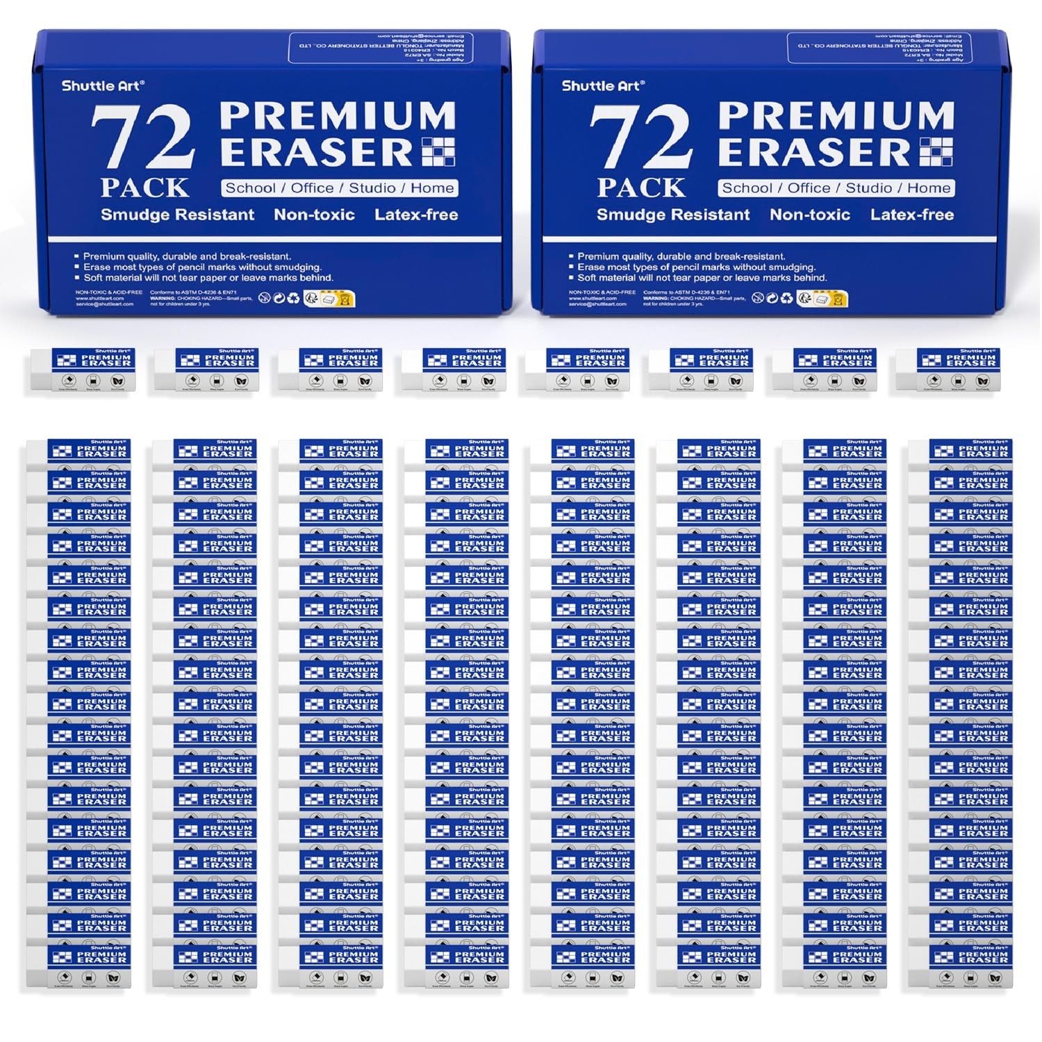 144 Pack Premium White Erasers – Bulk Classroom Set for Kids & Teachers Supplies