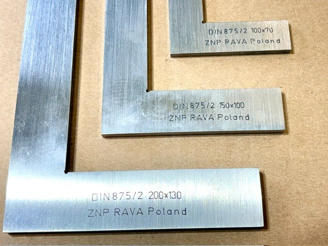 Set of 3 Precision Machinist Squares ZNP RAVA Poland DIN 875/2 – Excellent