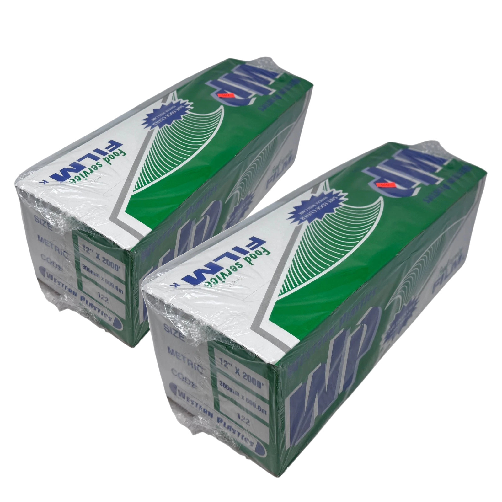 2 Pack – Western Plastics 12″ x 2000′ Food Service Film Cling Wrap w Cutter Box