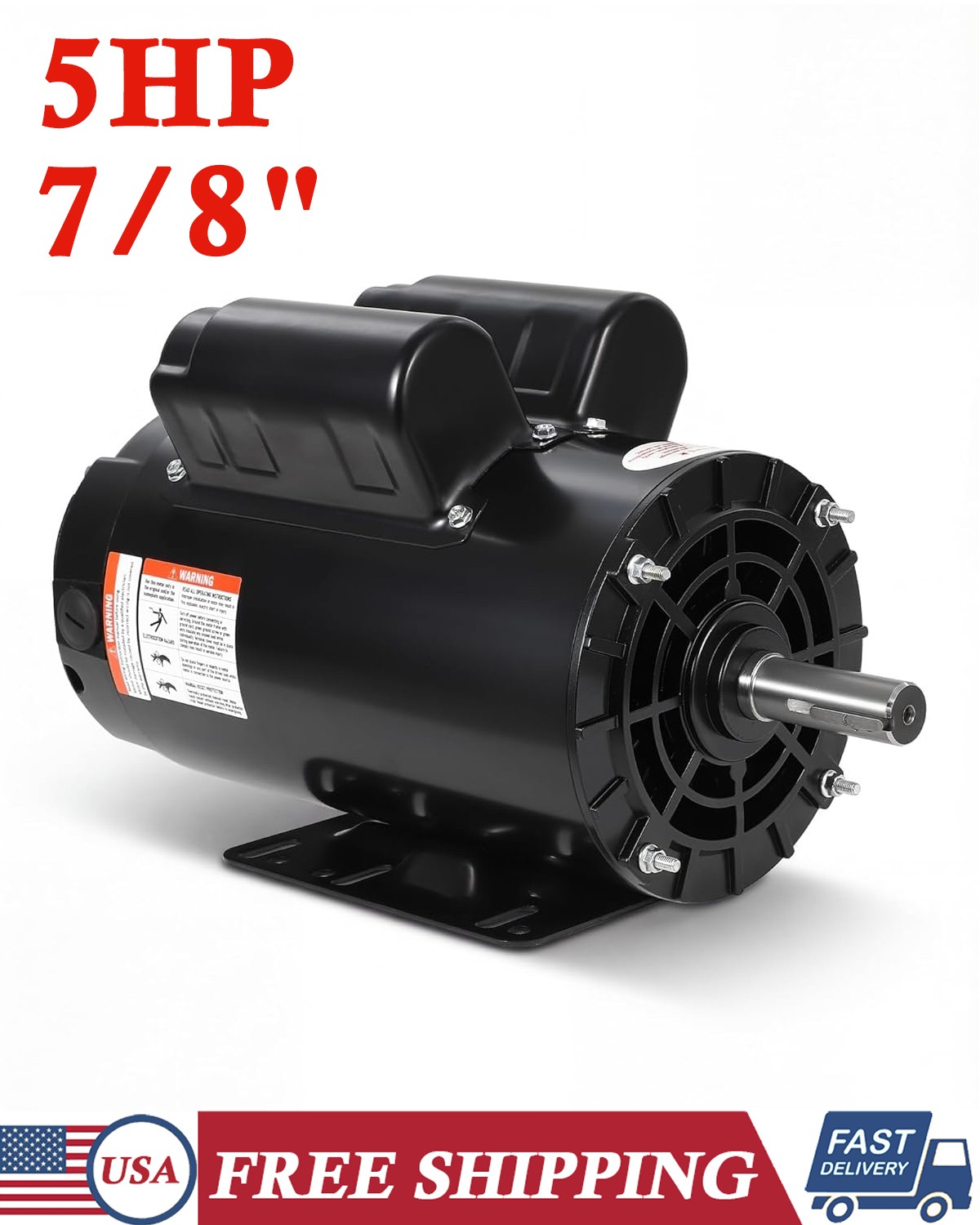 5HP SPL Air Compressor Electric Motor 230V 17.6Amps 3450 RPM 7/8» Keyed Shaft