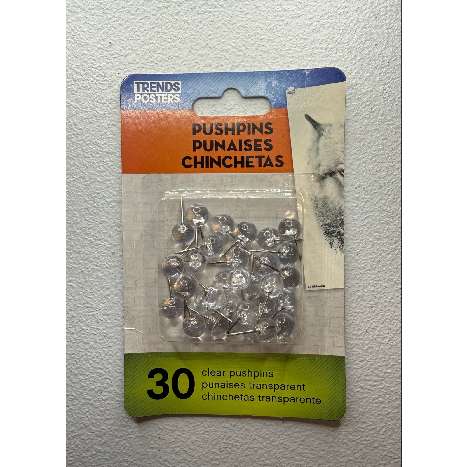 Trends Posters- Clear (30-Count) Clear Push Pins Thumb Tacks