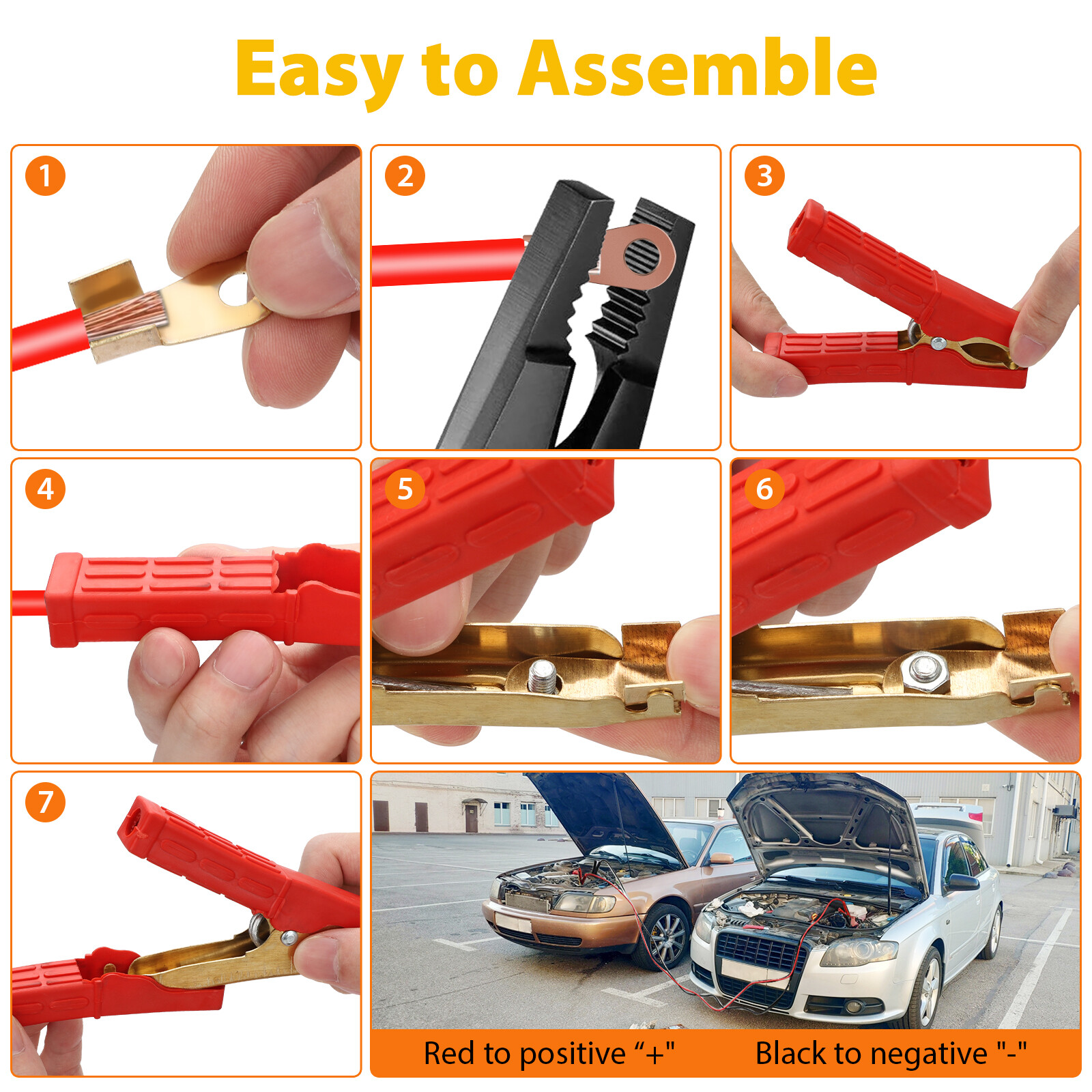 2PCS Car Cable Alligator Clips Crocodile Clip Battery Test Charger Clamps 500A