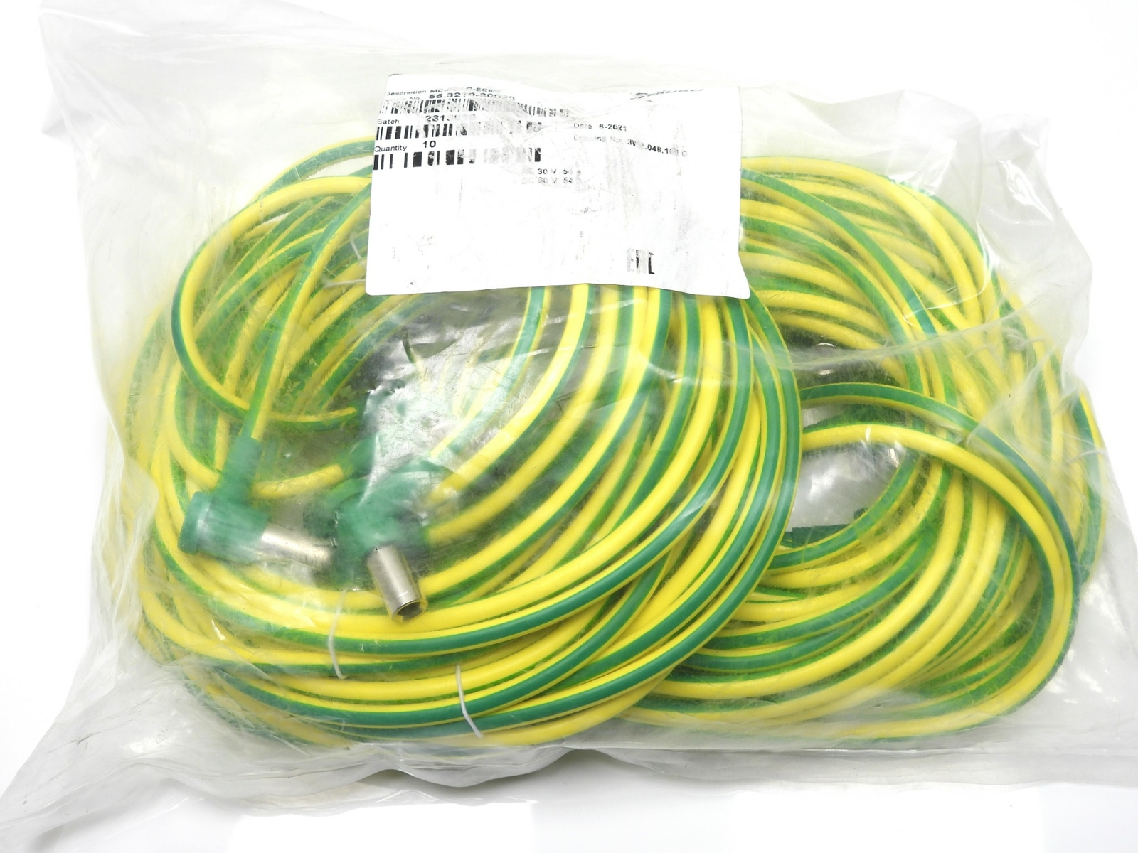 (10) Staubli 55.3210-30020 Banana Test Lead, Banana Jack, 9.8 ft, 3 m, Green, Ye