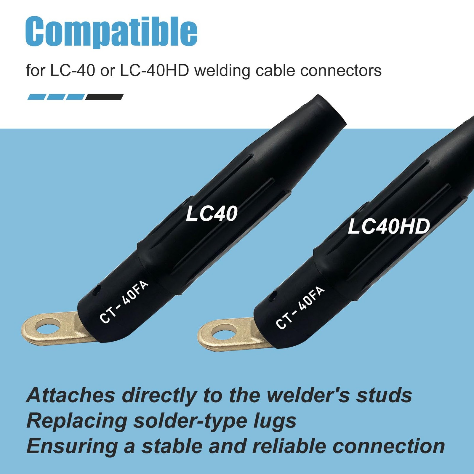 2PCS Welding Lug Terminal Connector Adapter for Lenco LC-40/LC-40HD 17/32 45°