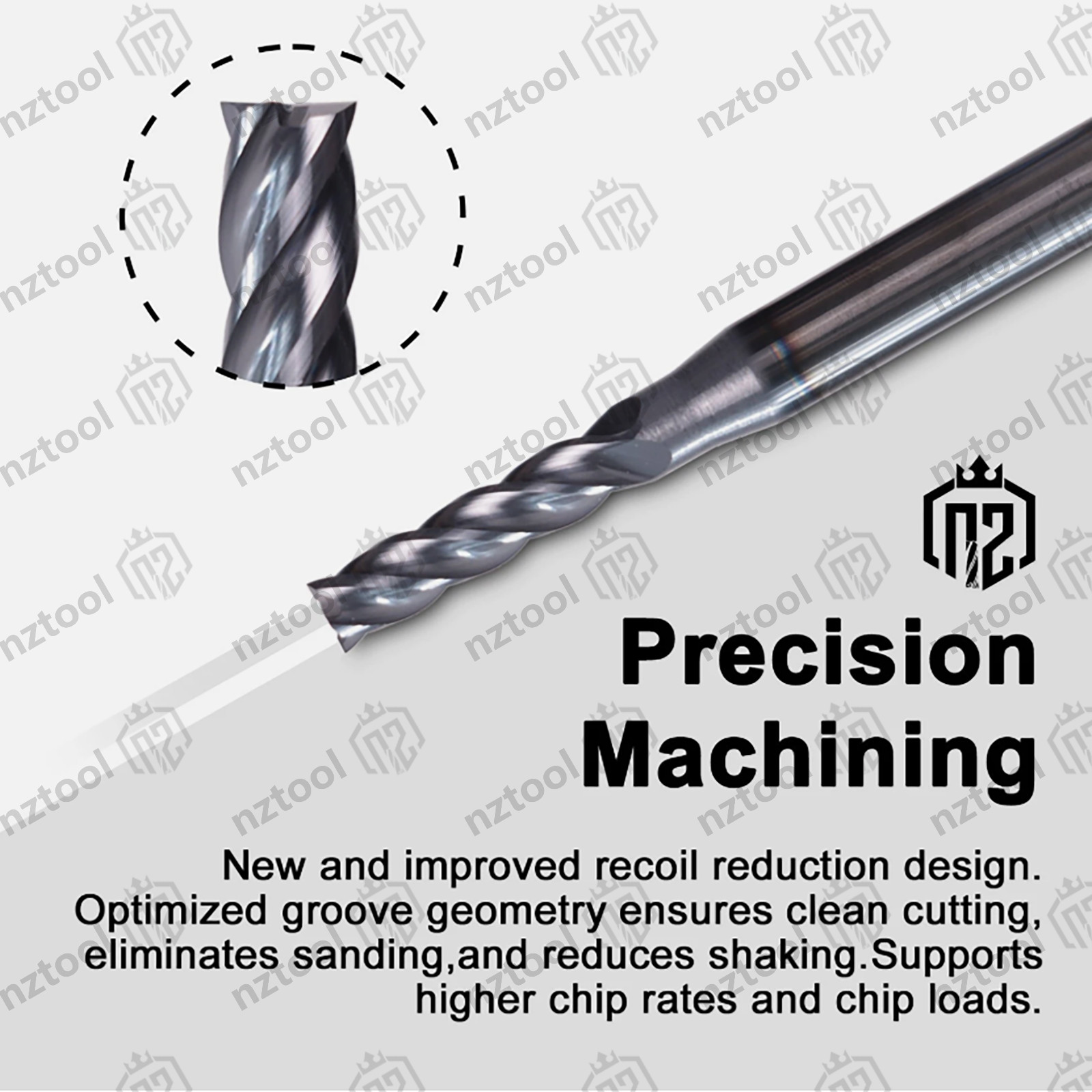 10 PCS 4 Flute 1/16″ x 1-1/2″ Overall Length Carbide End Mill -AlTiN Coated