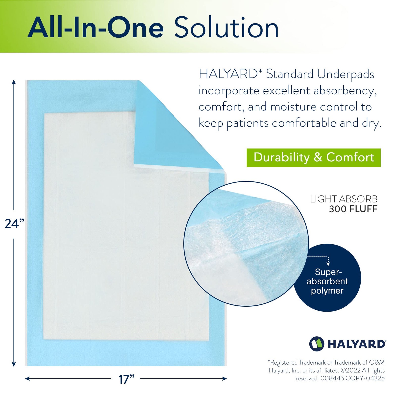 Halyard Disposable Standard Underpads Incontinence Bed Pads 17X24 Lt.