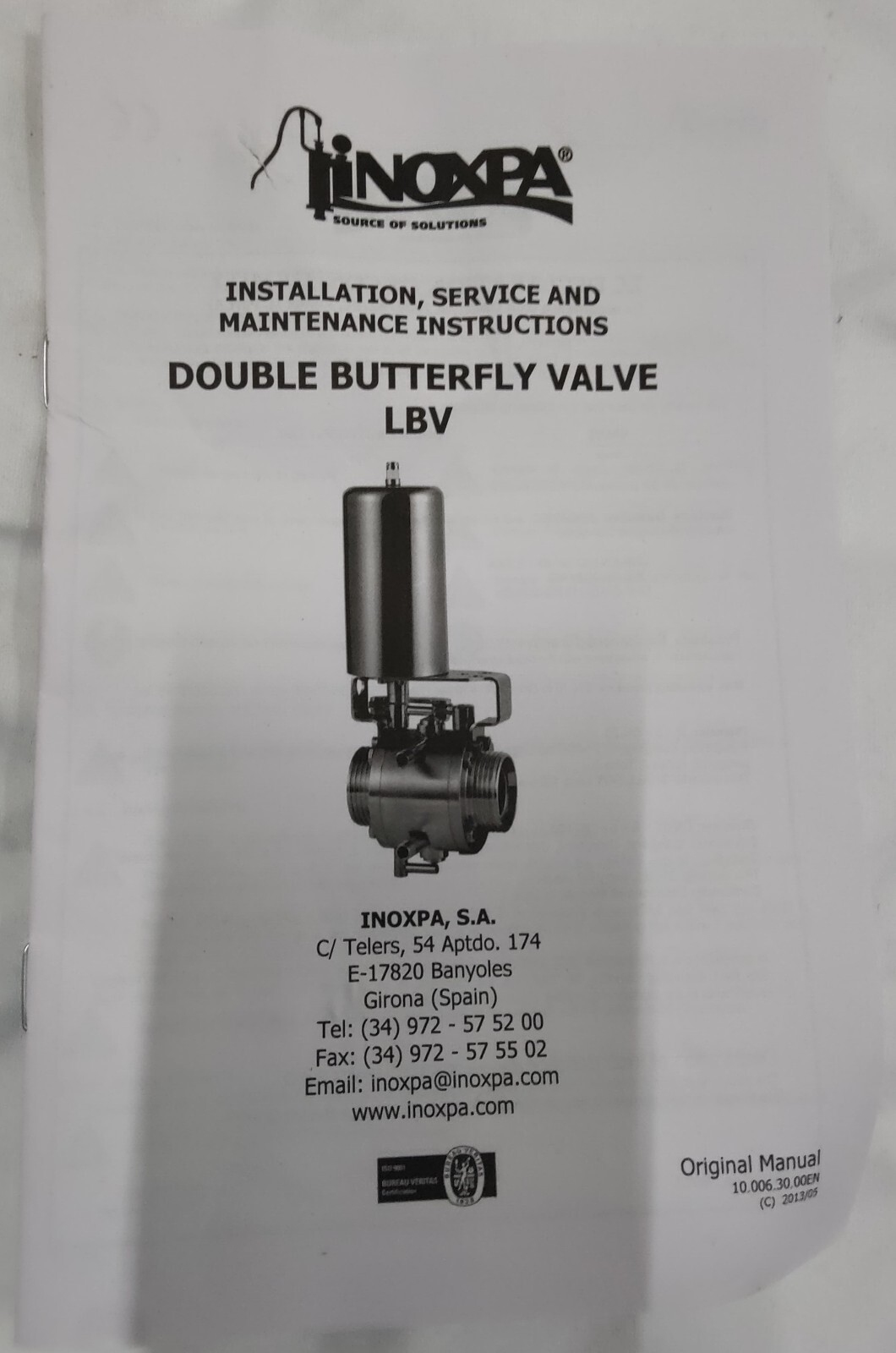INOXPA V4826-000652038 Butterfly Valve Double with Leakage Detector 316L 1 1/2″
