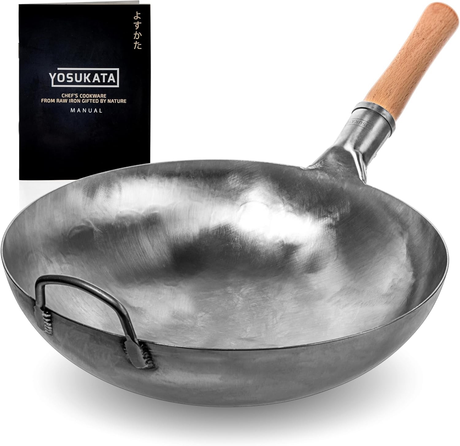 14” Round Bottom Carbon Steel Woks & Stir Fry Pans –Unseasoned Pow Wok for Stir